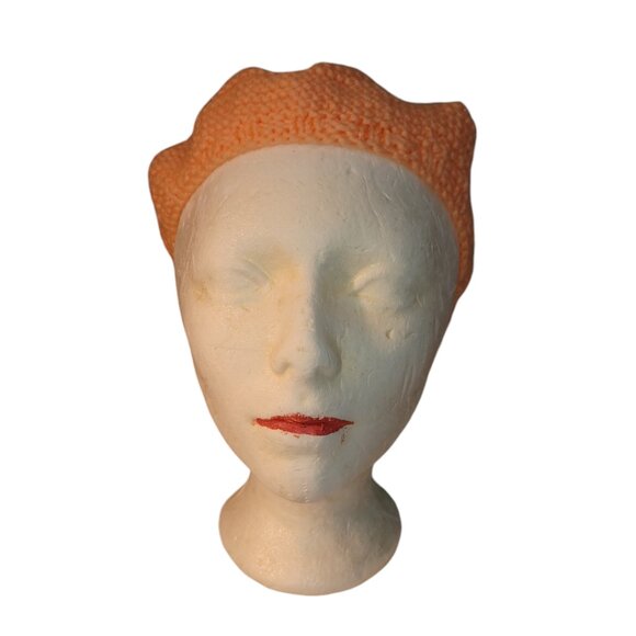 NEW! Hand Crocheted Peach Colour Tam Hat 4503 - Picture 4 of 5